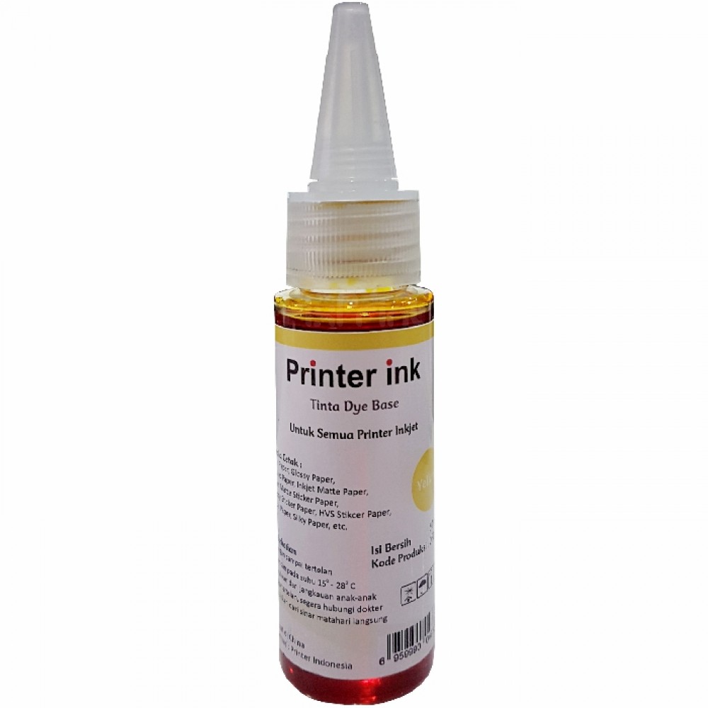 Tinta Refill Printer Ink Yellow 40ml, Tinta Dye Base Tutup Model Kerucut