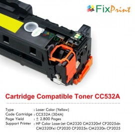 Cartridge Toner Compatible HPC CC532A 304A Universal CE412A 305A CF382A 312A CRG-318 Yellow, Refill Color Printer Laserjet CM2320 CM2320nf CP2025dn CM2320fxi CP2020 CP2025n CM2320n CP2025 Pro 300 Color M351a MFP M375nw M451dn 400 Color M451dw M451nw