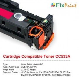 Cartridge Toner Compatible HPC CC533A 304A Universal CE413A 305A CF383A 312A CRG-318 Magenta, Refill Color Printer Laserjet CM2320 CM2320nf CP2025dn CM2320fxi CP2020 CP2025n CM2320n CP2025 Pro 300 Color M351a MFP M375nw M451dn 400 Color M451dw M451nw