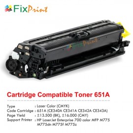 Cartridge Toner Compatible HPC CE343A 651A CE273A Magenta, Printer HPC LaserJet Enterprise 700 color MFP M775 M775dn M775f M775z CP5520 CP5525 CP5525dn CP5525n CP5525xh MFP M750 M750dn M750n M750xh