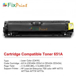 Cartridge Toner Compatible HPC CE343A 651A CE273A Magenta, Printer HPC LaserJet Enterprise 700 color MFP M775 M775dn M775f M775z CP5520 CP5525 CP5525dn CP5525n CP5525xh MFP M750 M750dn M750n M750xh