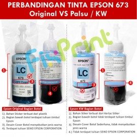 Tinta Refill Epson Original 673 t6735 Light Cyan 70ml, Tinta Refill Printer Epson L800 L805 L810 L850 L1800